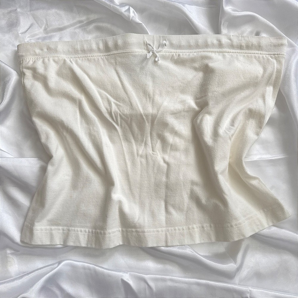 Forenza Vintage Cream White Strapless Tube Top Bow Detail Large Cotton Blend